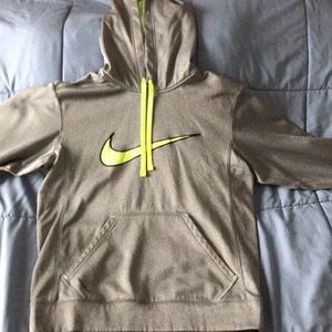 Nike Grey and Volt Colored Hoodie